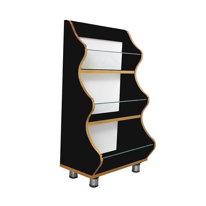 استند 3 طبقه سیاه با نوار طلایی