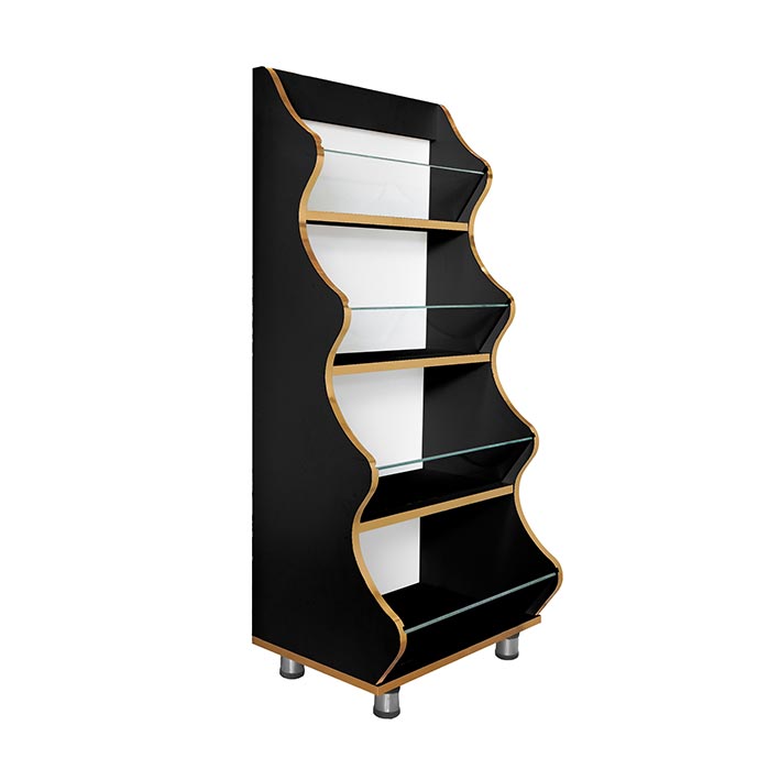 استند 4 طبقه سیاه با نوار طلایی