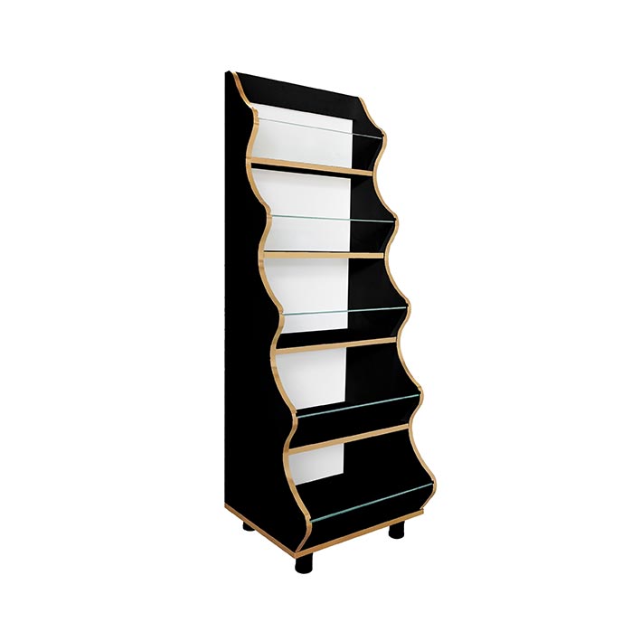 استند 5 طبقه سیاه با نوار طلایی