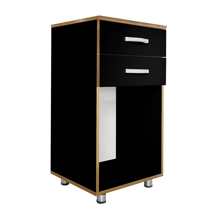 میز پاچال 2 کشویی زیر ترازو سیاه با نوار طلایی