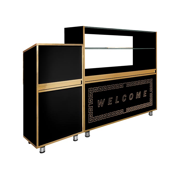 میز پاچال و ویترین 1 متری سیاه با نوار طلایی