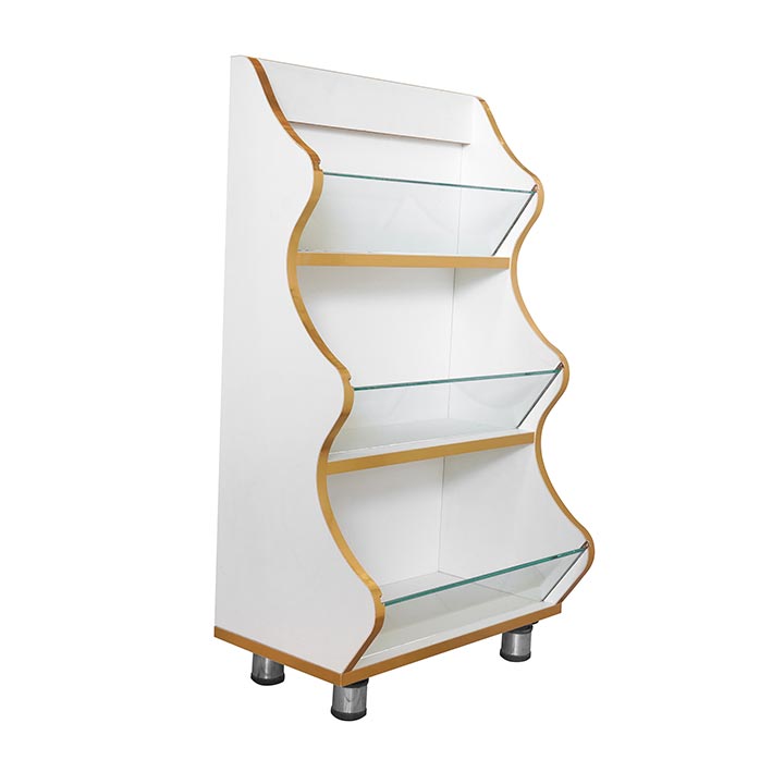 استند 3 طبقه سفید با نوار طلایی